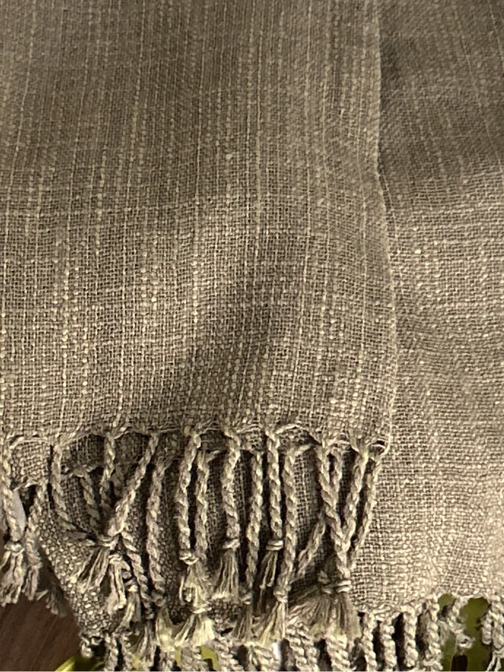 Olive Green Hand Loom Textile Hand Tied Tassels Travel Scarf Wrap Towel Sarong